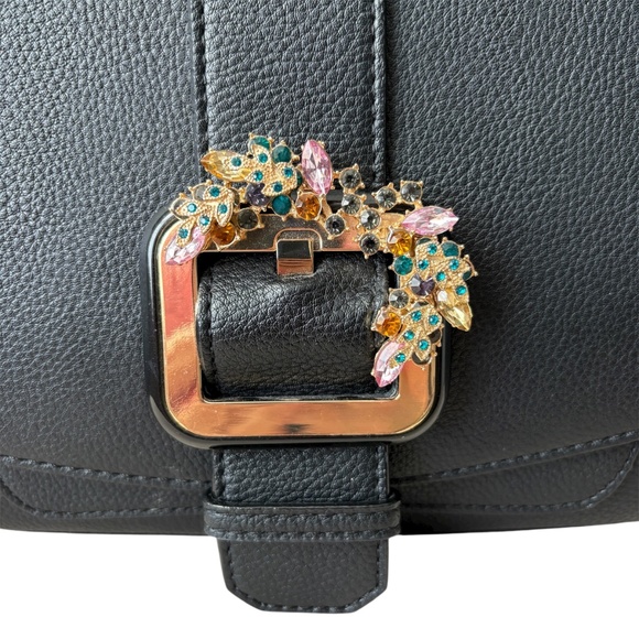 NWOT Gianni Bini Evanna Black Satchel Purse Handle/Shoulder Strap Rhinestone - Picture 2 of 10